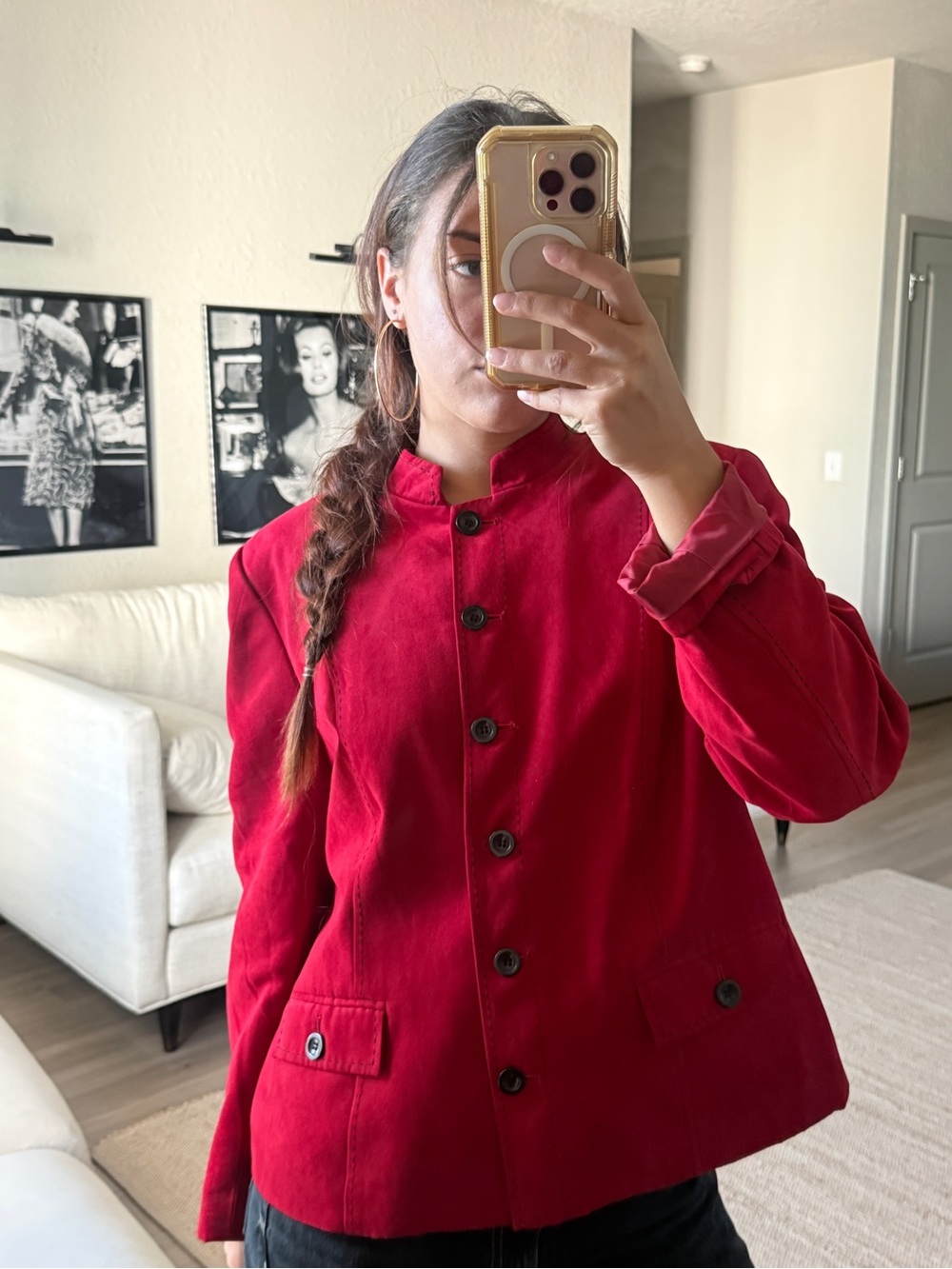 Alfred Dunner Red Women's Button-Front Jacket